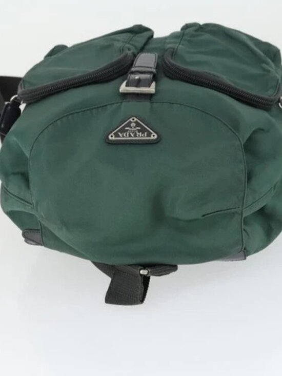 PRADA Backpack Nylon Green Silver Auth 166306 main image 11